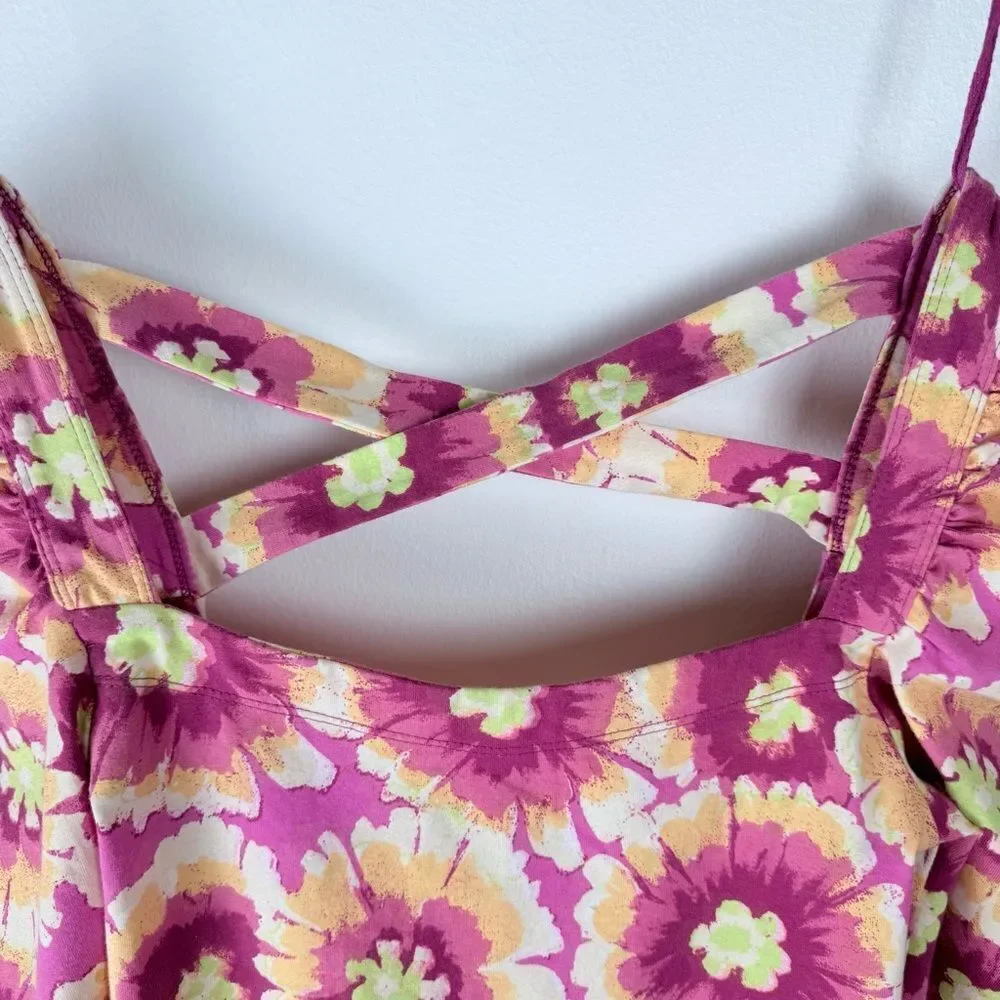Free People Give Me More Macro Flower Top pink combo cut out design NWT MSRP $98